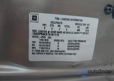 2001 Buick Lesabre Custom из США, поврежденный, VIN 1G4HP54KX14161713